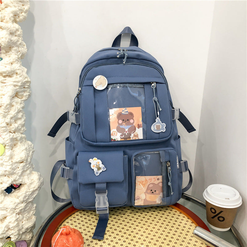 Backpack with Pins Kawaii School Backpack Cute Aesthetic Backpack