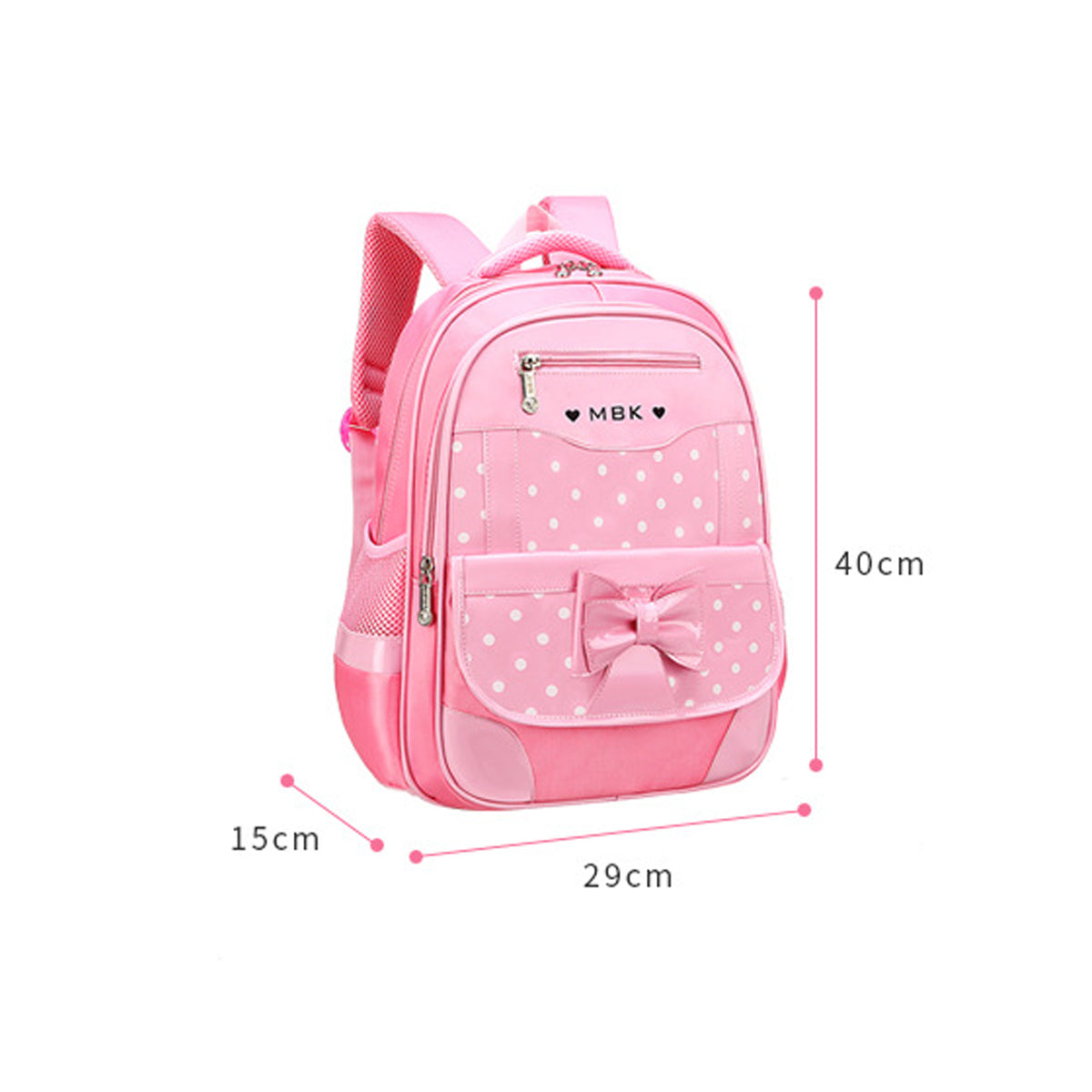 2Pcs Bowknot Wave Point Prints Primary School Backpack