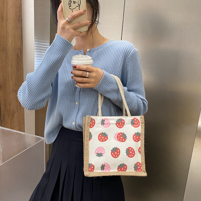 Linen Handbag Trend Cute Cartoon Tote Bag