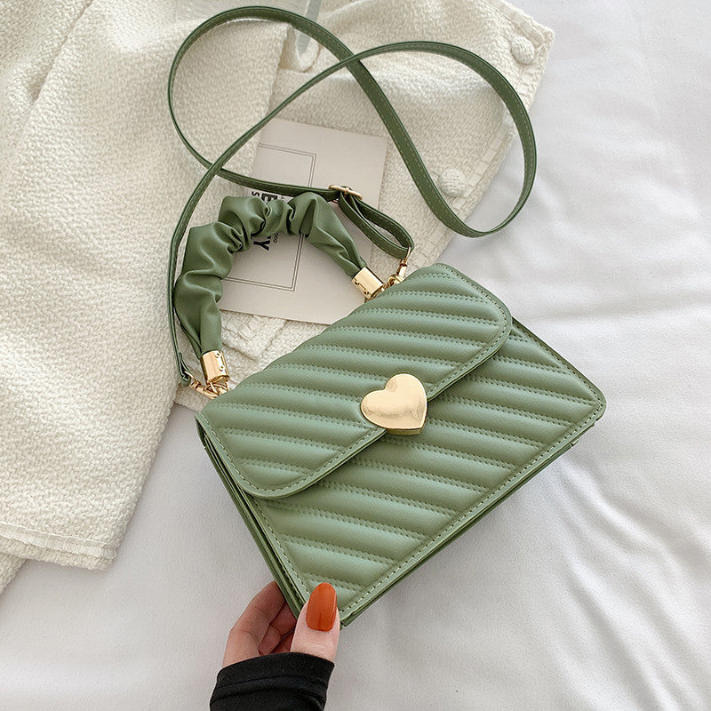 Heart Decor Snap Button Square Bag
