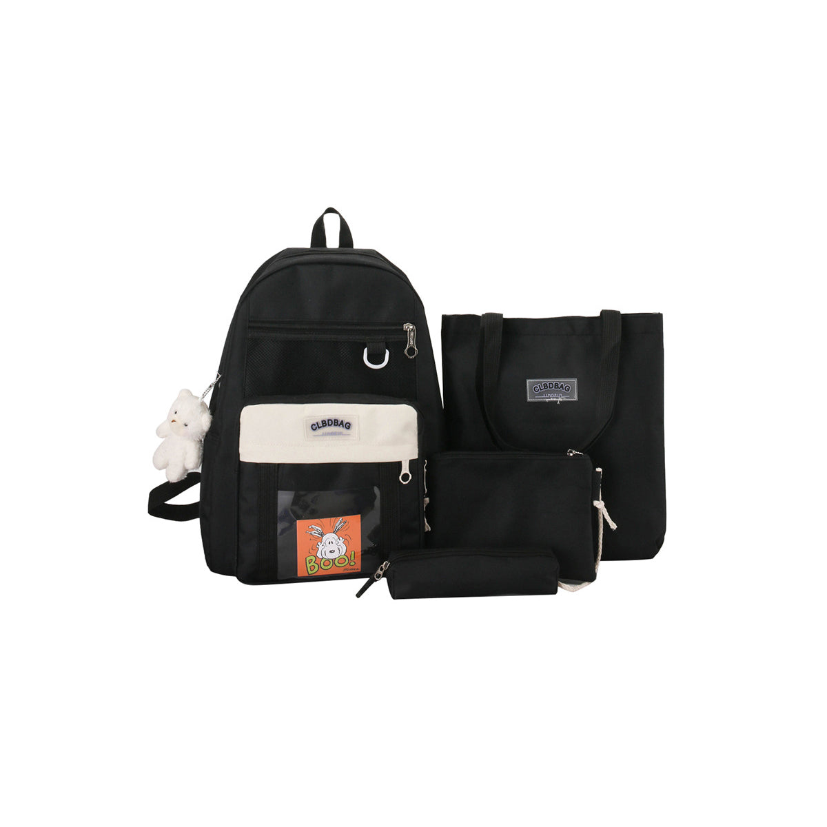 4Pcs Fashion Simple Student School Bag Campus Backpack