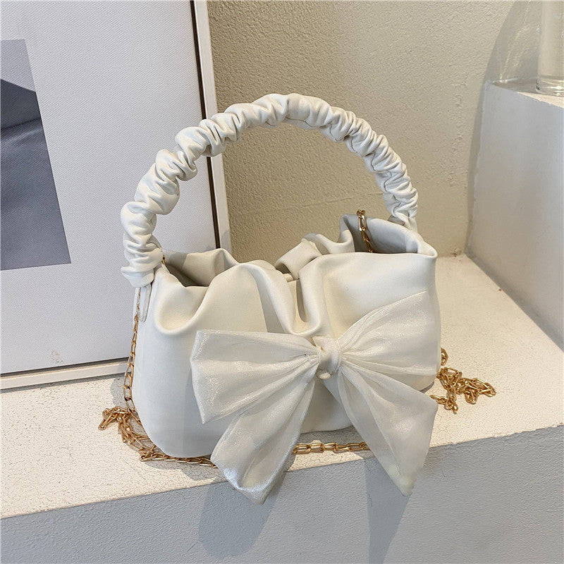 Simple Crossbody Chain Small Square Bag with Bow
