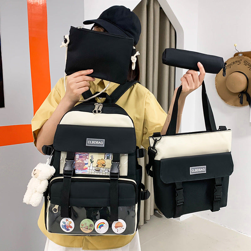 4 Pcs Rucksack Campus Student Schoolbag