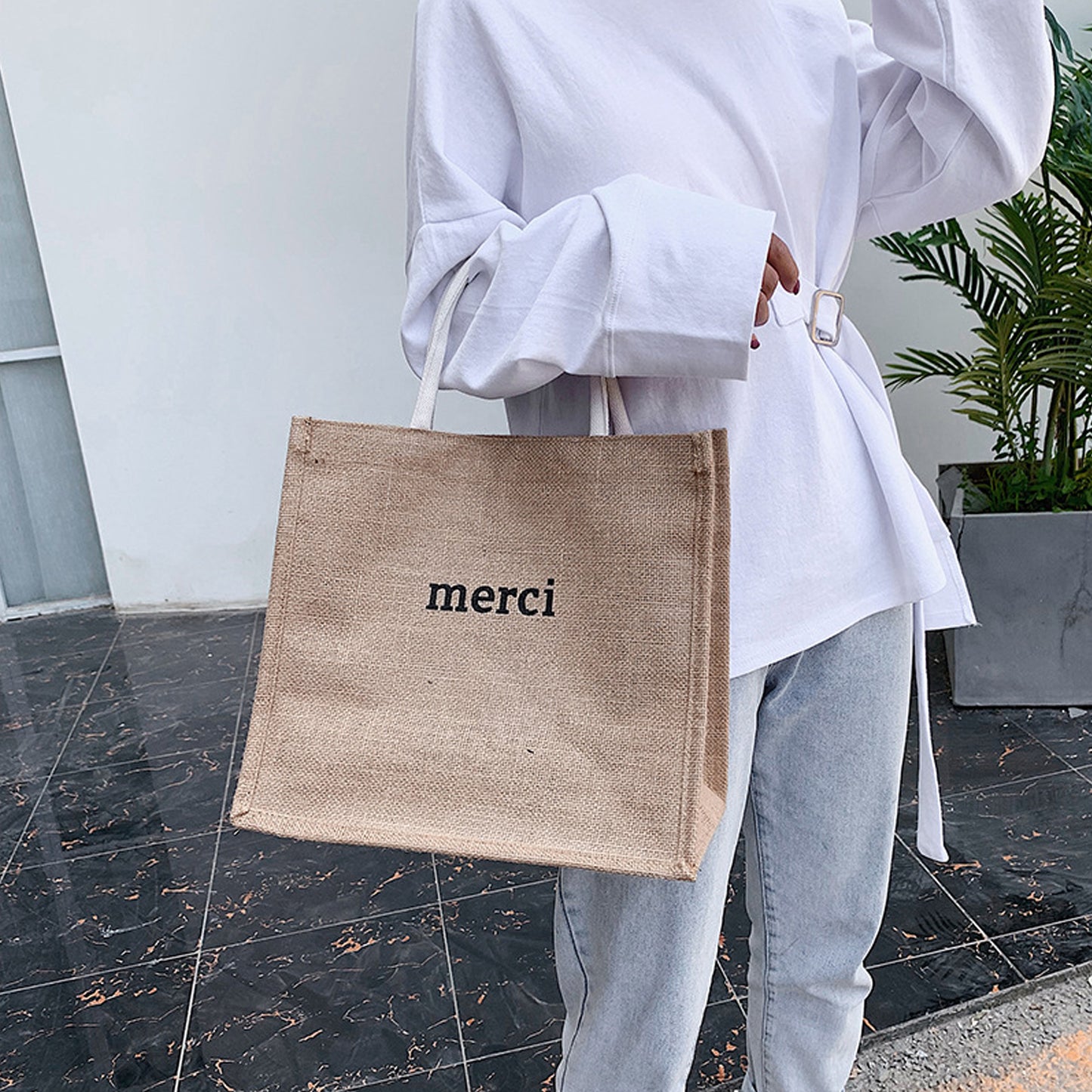 Burlap Handbag Fashion New Handy Excursion Bag