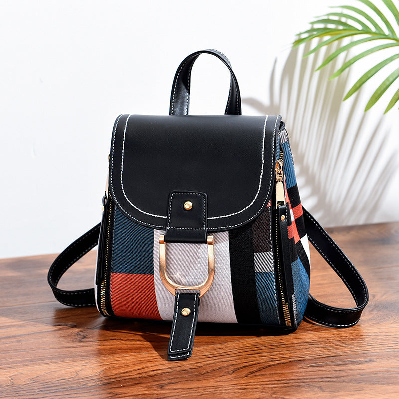 New Casual Fashion Plaid Travel Large Capacity Backpack