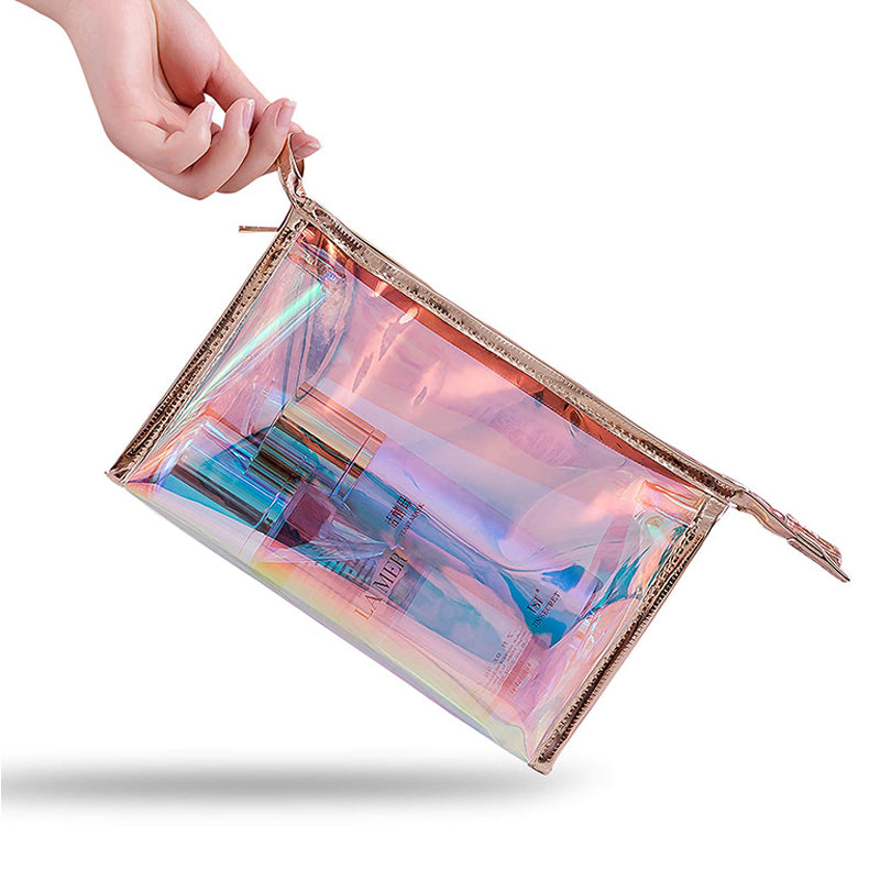Holographic PVC Zipper Cosmetic Pouch Makeup Bag