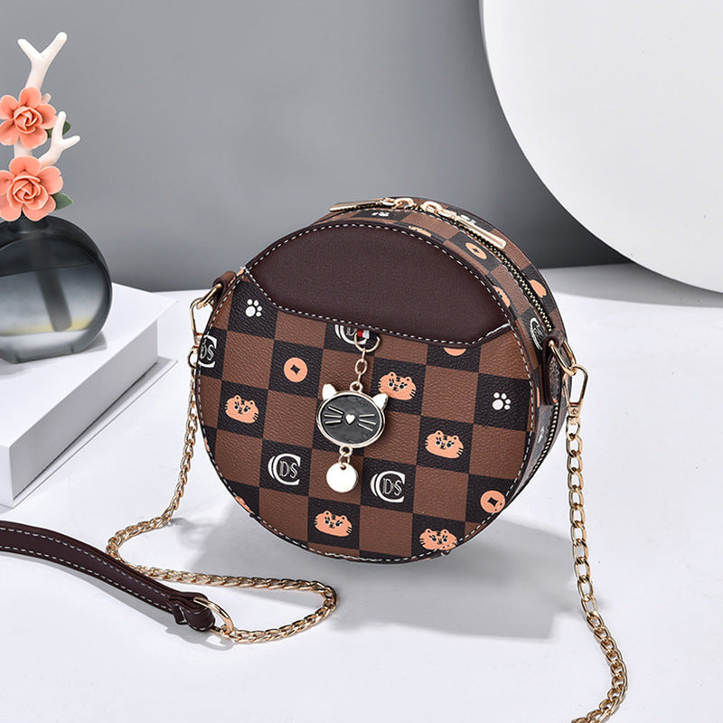 New Women's Bag Shoulder Bag Chain Small Round Bag