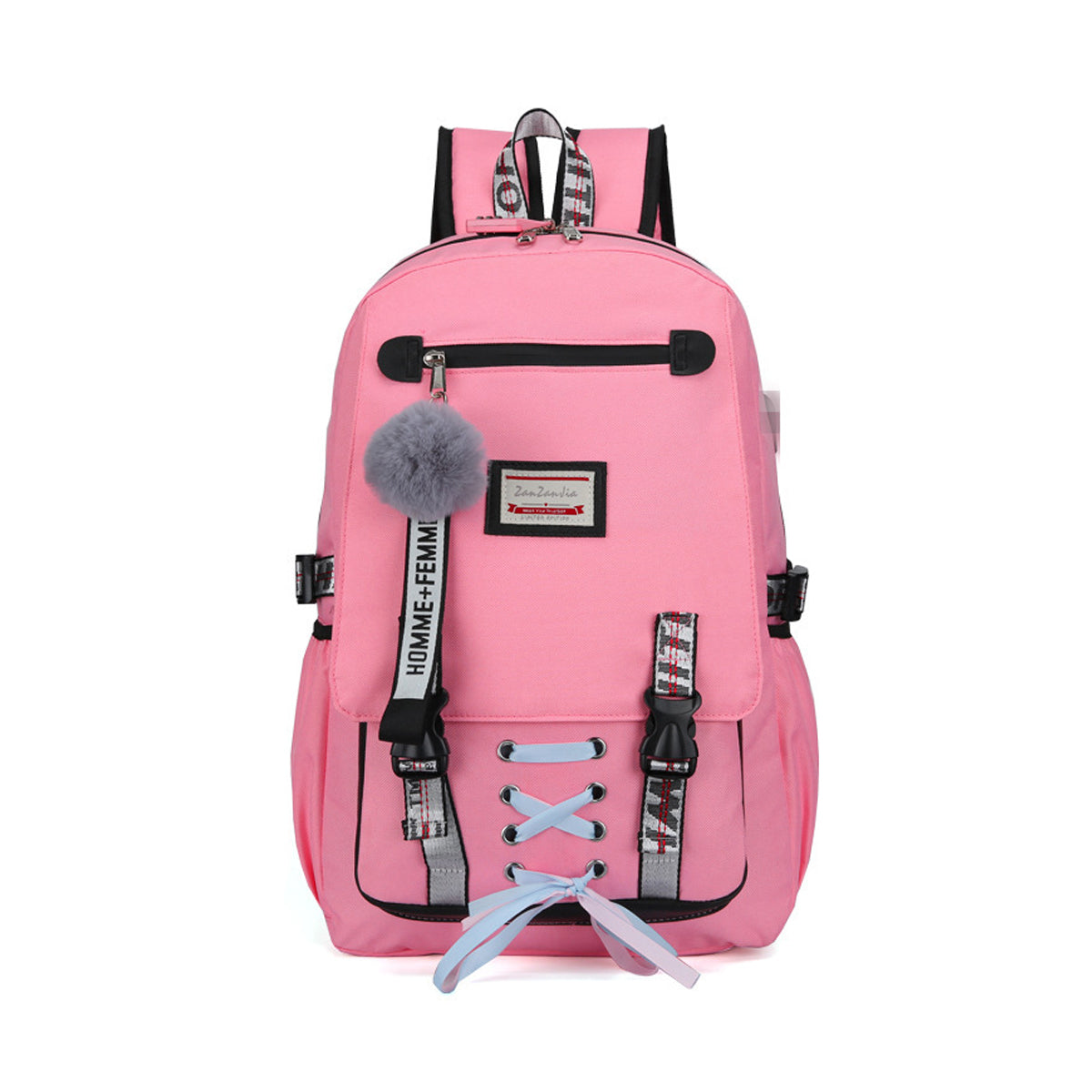 College Student Locked Schoolbag Anti-Theft Backpack with USB Charging Port