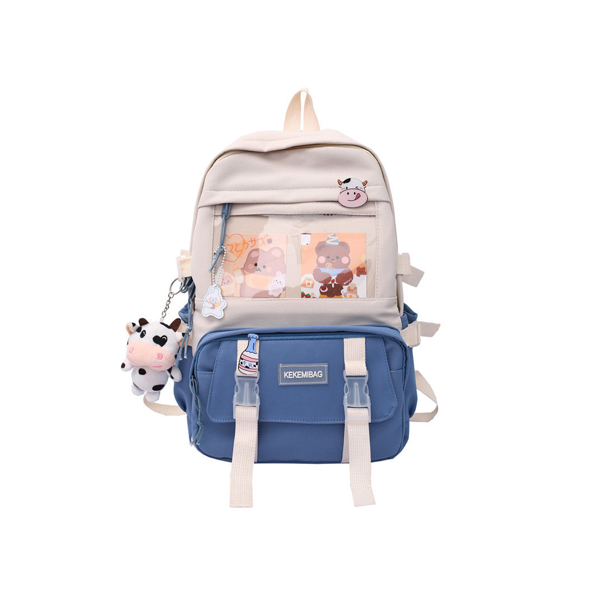 Lovely Pastel Rucksack With Kawaii Pin And Cute Accessories