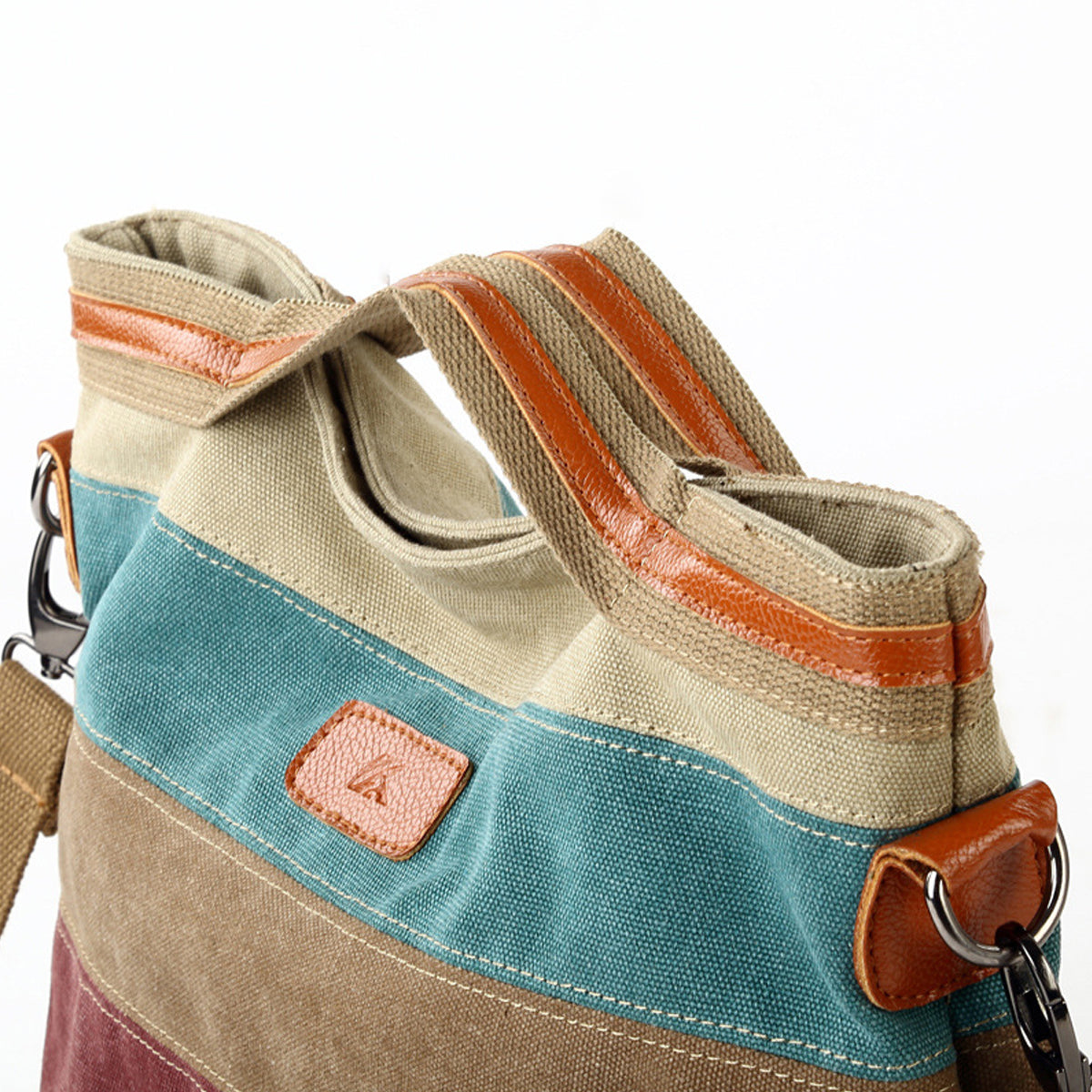 Multi-Color Striped Lattice Cross Body Shoulder Purse Bag Tote-Handbag
