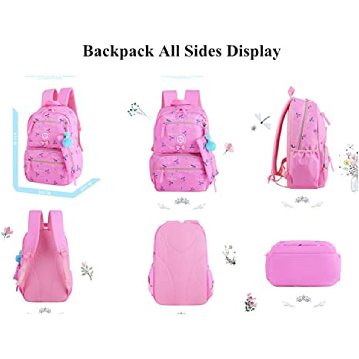3Pcs Heart Printing Backpack Sets With Bowknot