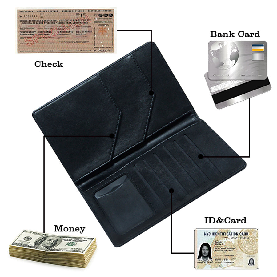 Black PU/PVC Soft Men Leather Travel Wallet
