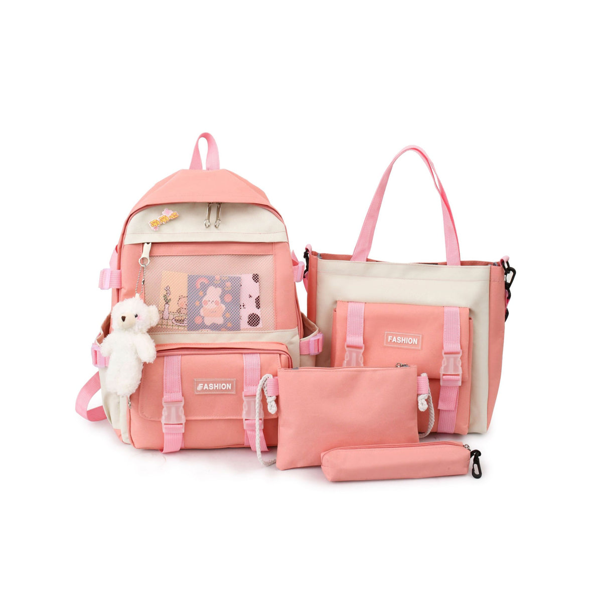 4Pcs Fashion Schoolbag Student Backpack