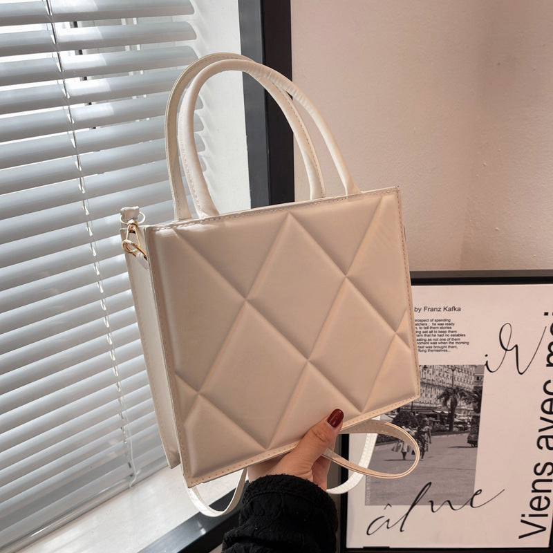 Diamond Grid Tote Large Capacity One-Shoulder Crossbody Bag