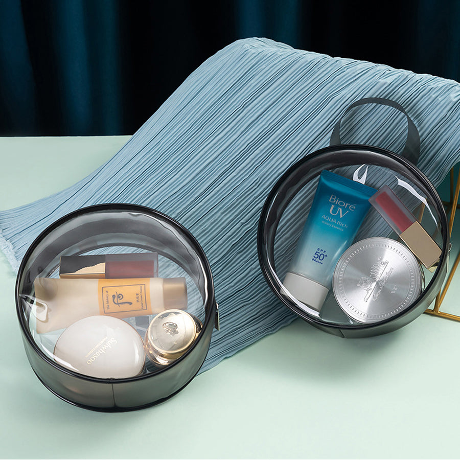Water Resistant Small Round Makeup Bag With Zipper