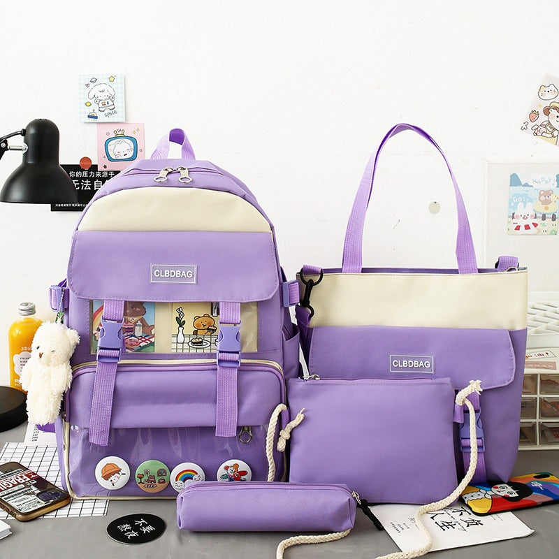 4 Pcs Rucksack Campus Student Schoolbag