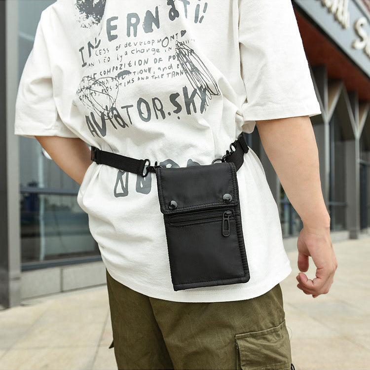 Black Nylon Travel Passport Holder Neck Pouch