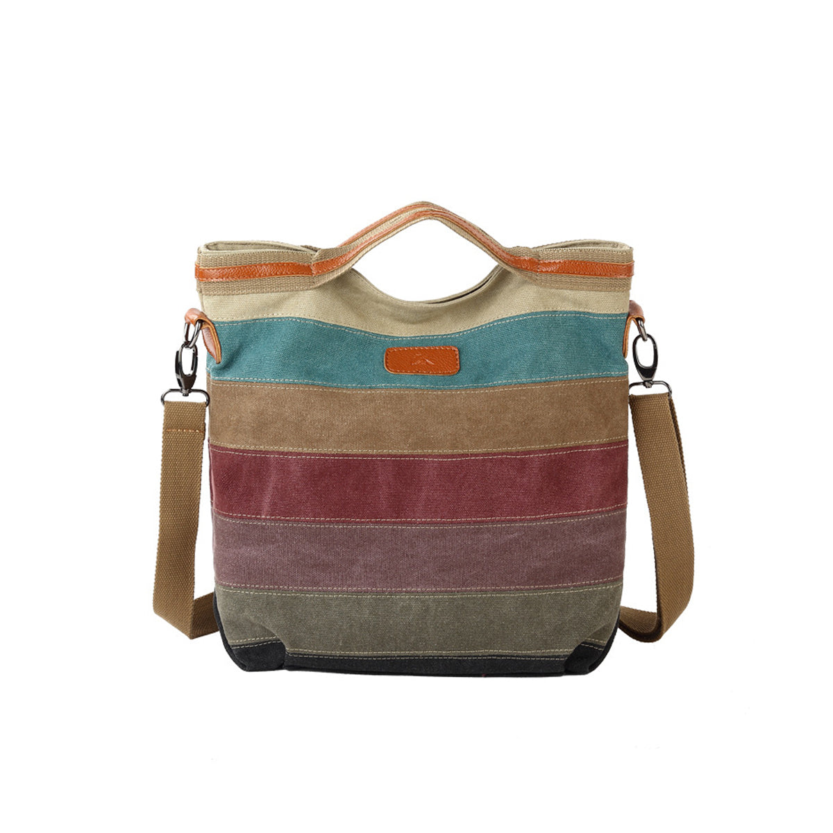 Multi-Color Striped Lattice Cross Body Shoulder Purse Bag Tote-Handbag