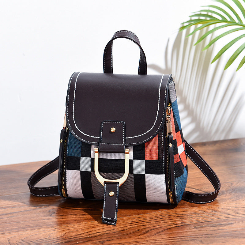 New Casual Fashion Plaid Travel Large Capacity Backpack