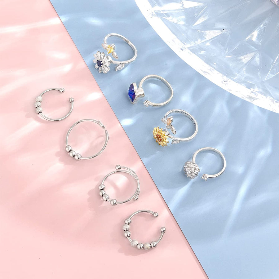 8Pcs Fidget Anxiety Rings for Women