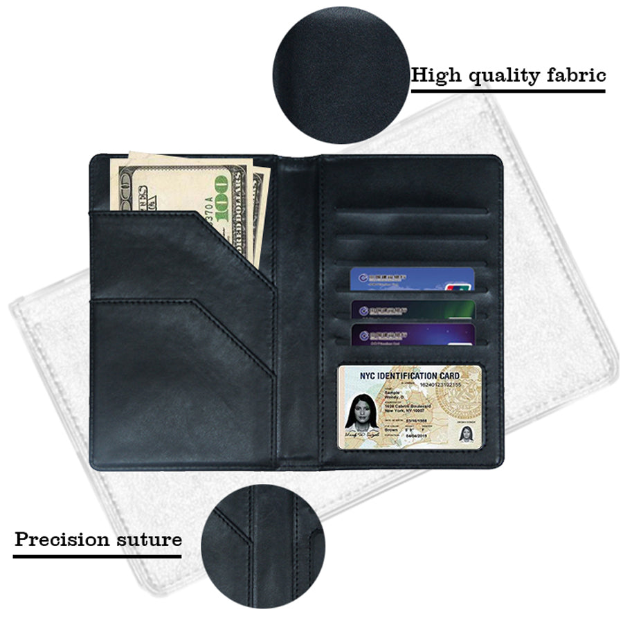 Black PU/PVC Soft Men Leather Travel Wallet