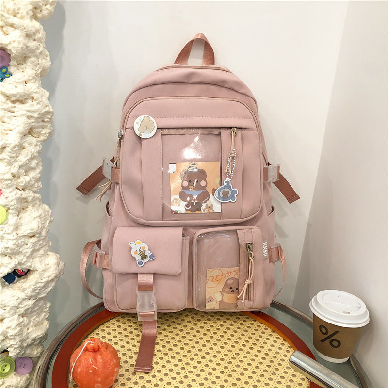 Backpack with Pins Kawaii School Backpack Cute Aesthetic Backpack