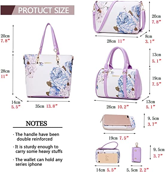 6 Pcs Designer Purses and Handbags for Women