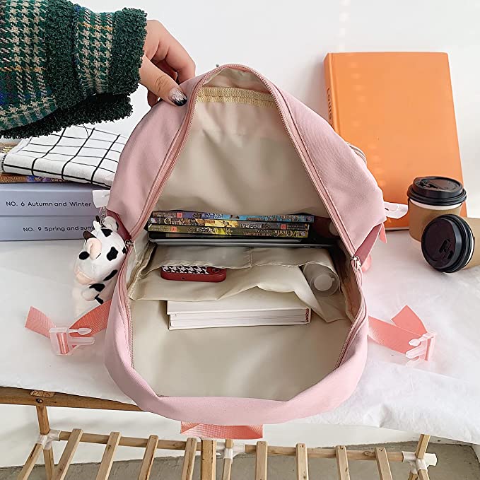 Backpack with Pins Kawaii School Backpack Cute Aesthetic Backpack