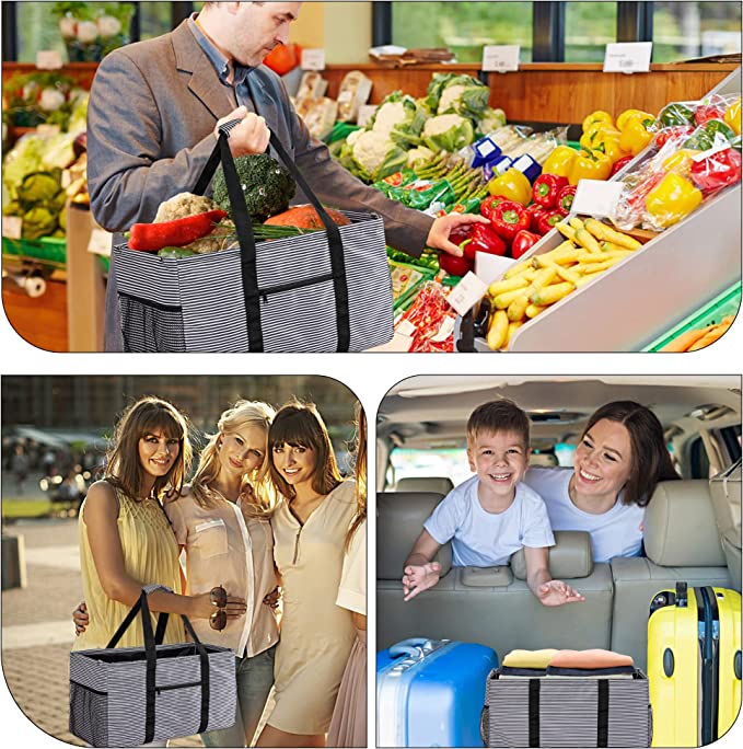 Collapsible Tote Bag with Handles Square Structured Tote Bag