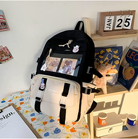 Lovely Pastel Rucksack With Kawaii Pin And Cute Accessories
