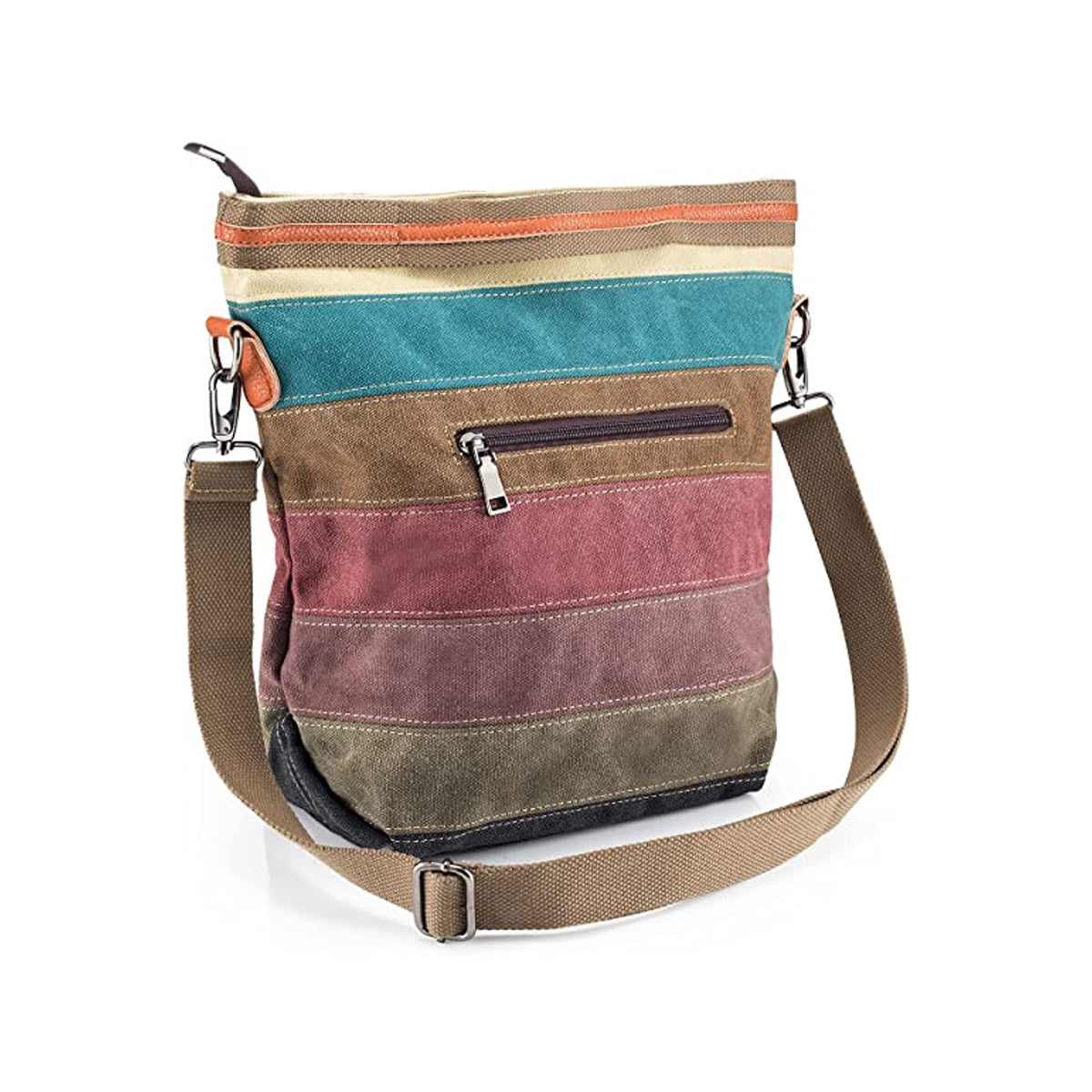 Multi-Color Striped Lattice Cross Body Shoulder Purse Bag Tote-Handbag