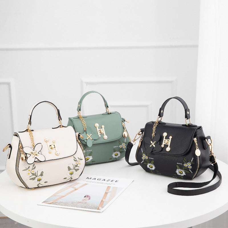 Embroidered Handbag Fashion PU Leather Shoulder Messenger Bag