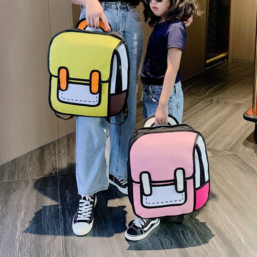 Two-dimensional 3d multifunctional student backpack