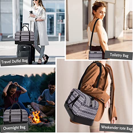 3Pcs Black Weekender Overnight Bags for Women