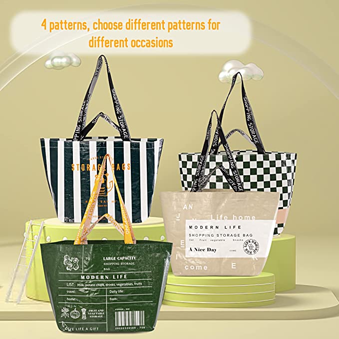 4 Pcs Fashion Foldable Reusable Shopping Bags for Women