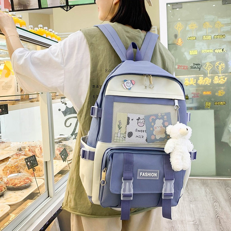 4Pcs Fashion Schoolbag Student Backpack