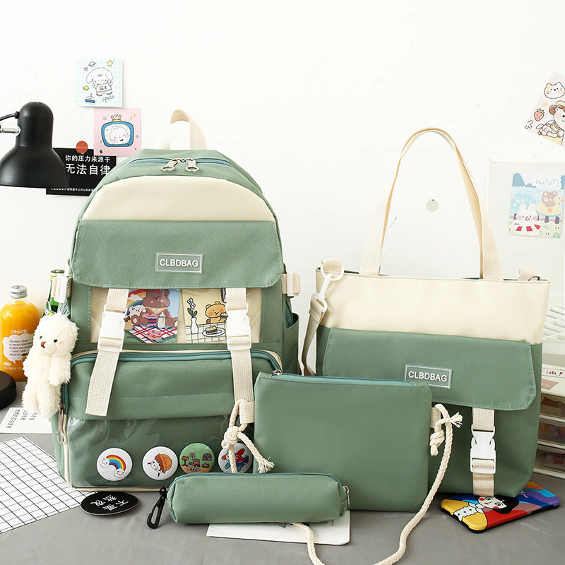 4 Pcs Rucksack Campus Student Schoolbag