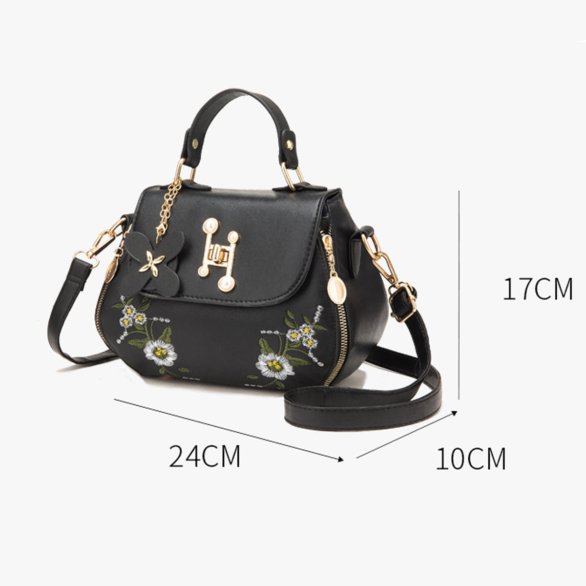 Embroidered Handbag Fashion PU Leather Shoulder Messenger Bag