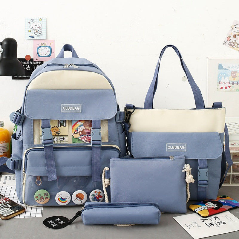 4 Pcs Rucksack Campus Student Schoolbag
