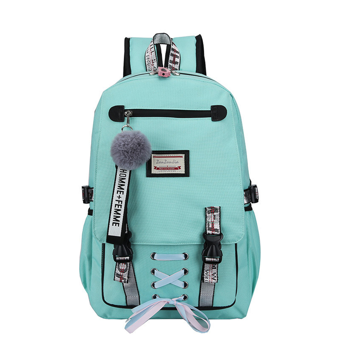 College Student Locked Schoolbag Anti-Theft Backpack with USB Charging Port