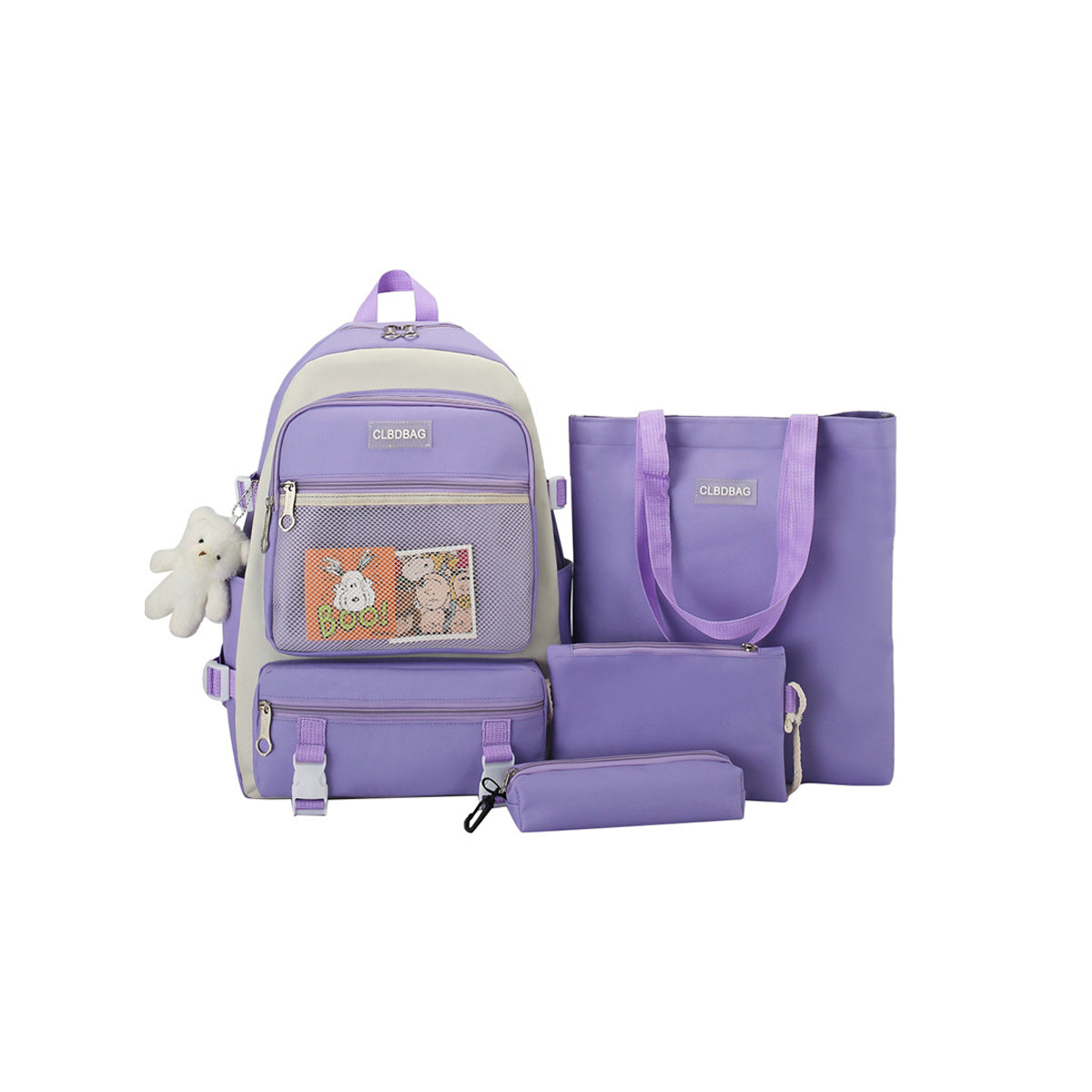 4Pcs Large Capacity Backpack Student Schoolbag