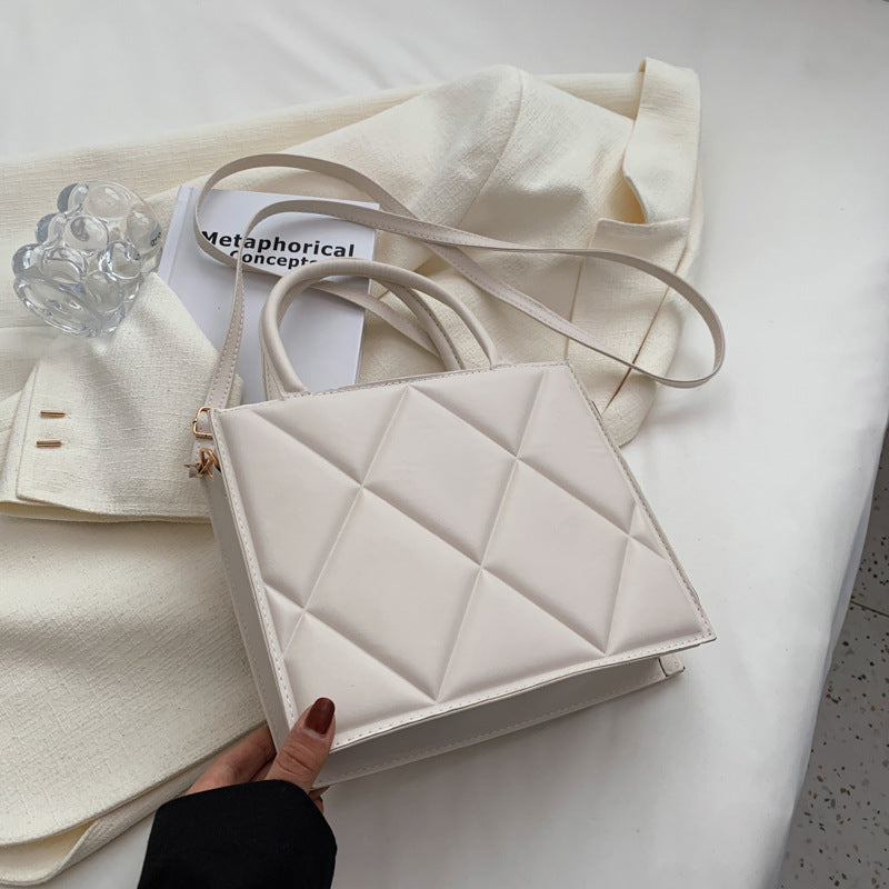 Diamond Grid Tote Large Capacity One-Shoulder Crossbody Bag