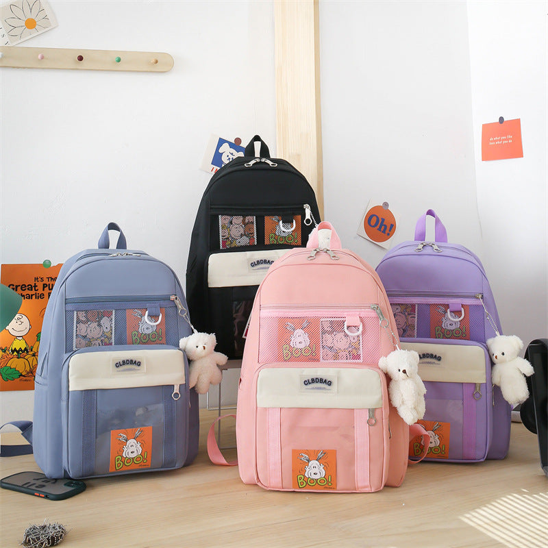 4Pcs Fashion Simple Student School Bag Campus Backpack
