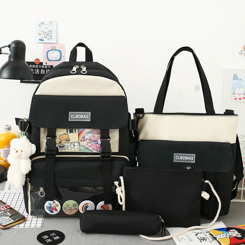 4 Pcs Rucksack Campus Student Schoolbag