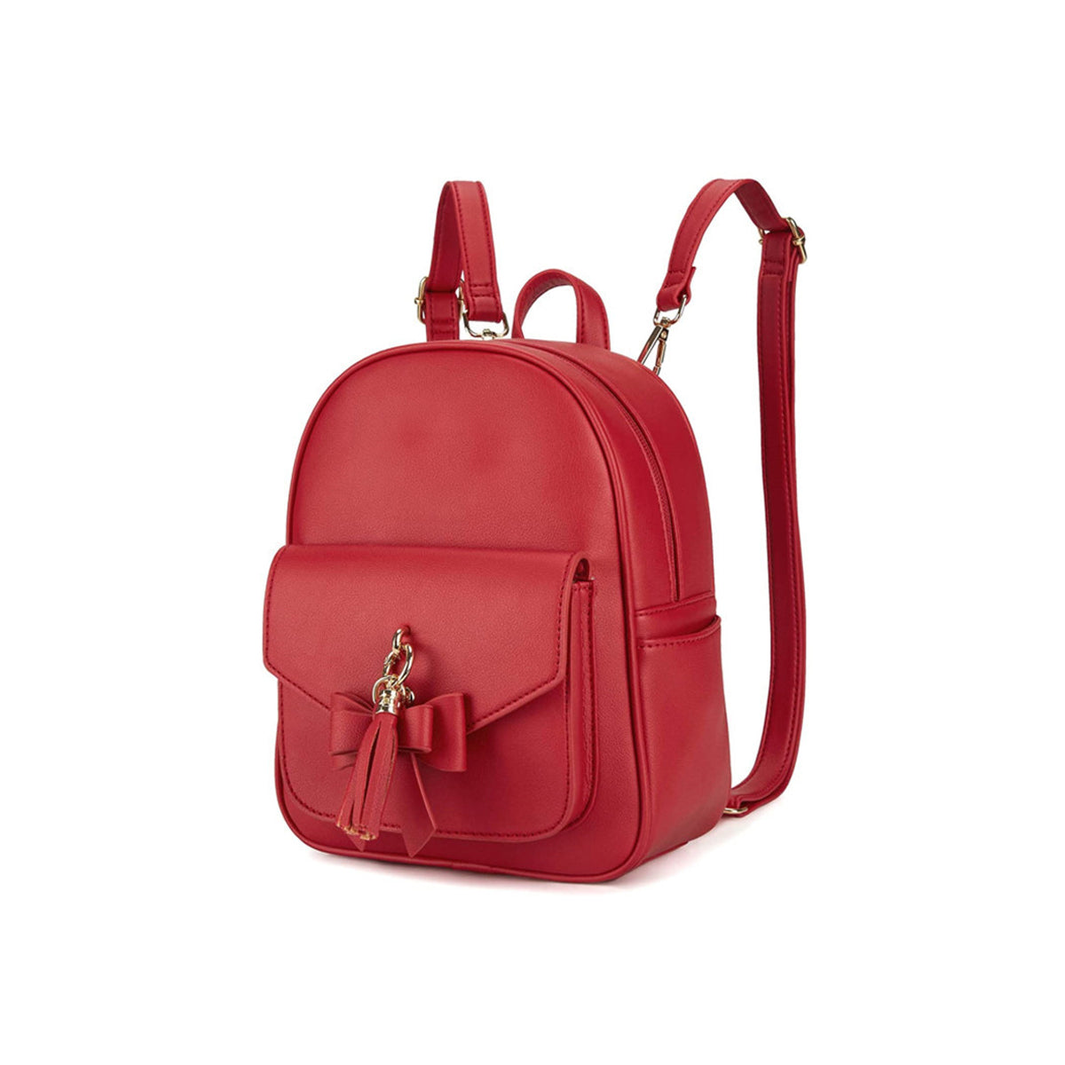 Mini Leather Backpack for Women With Charm Tassel