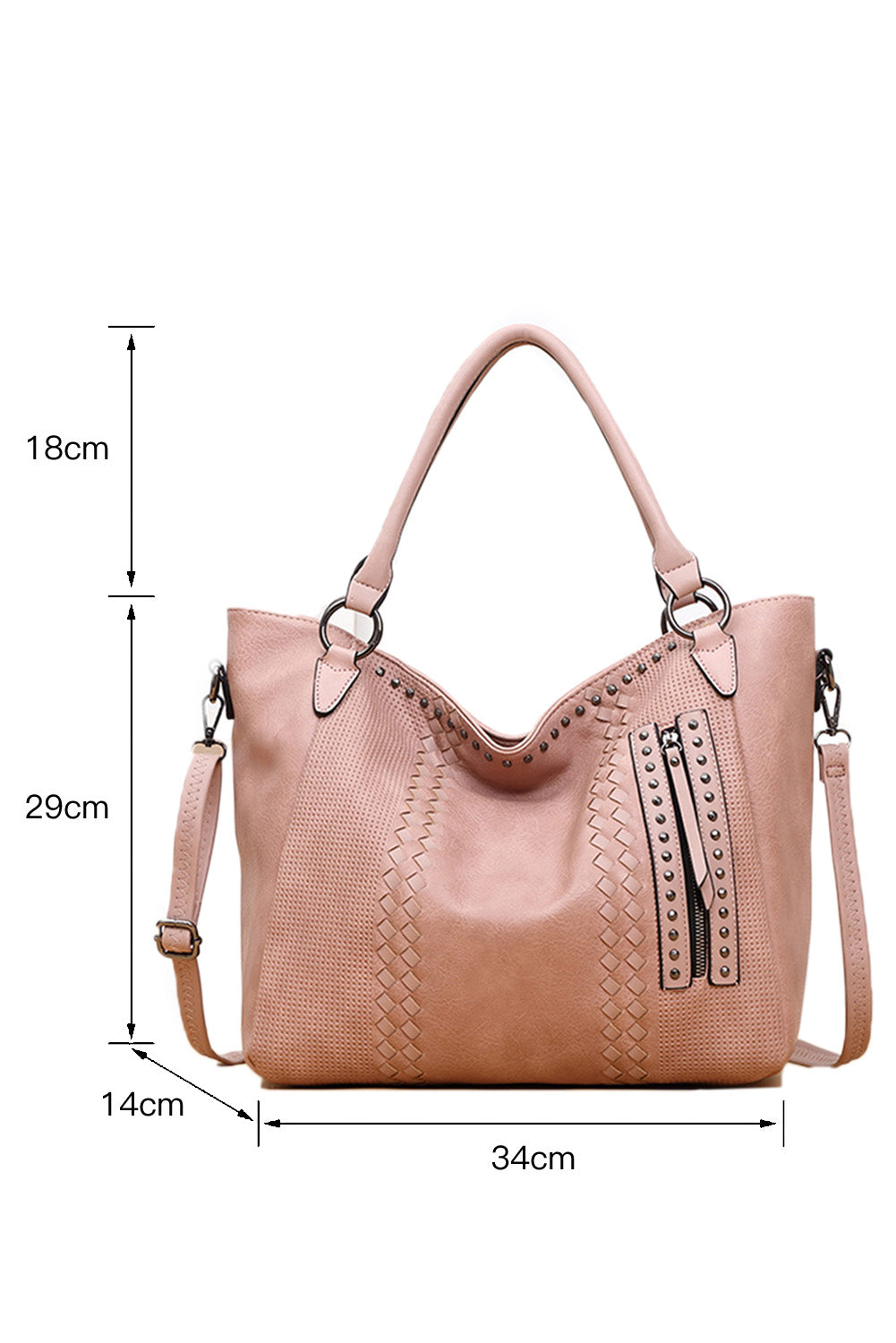 Pink large-capacity fashion casual leather handbag