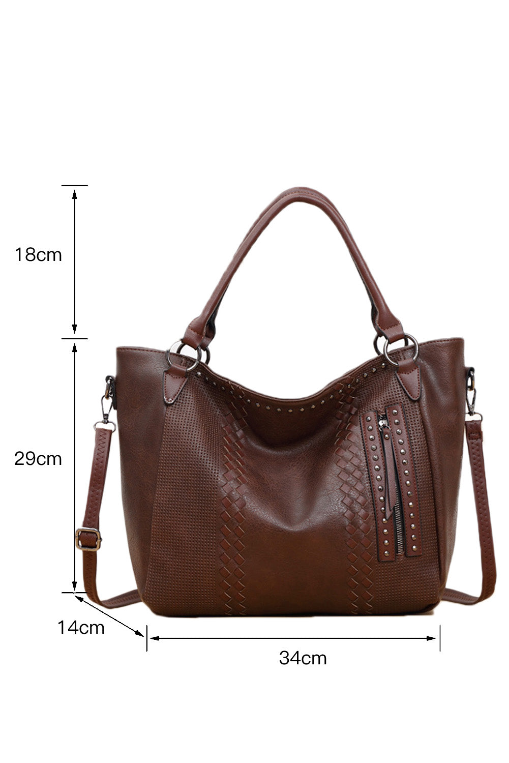 Brown large-capacity fashion casual leather handbag