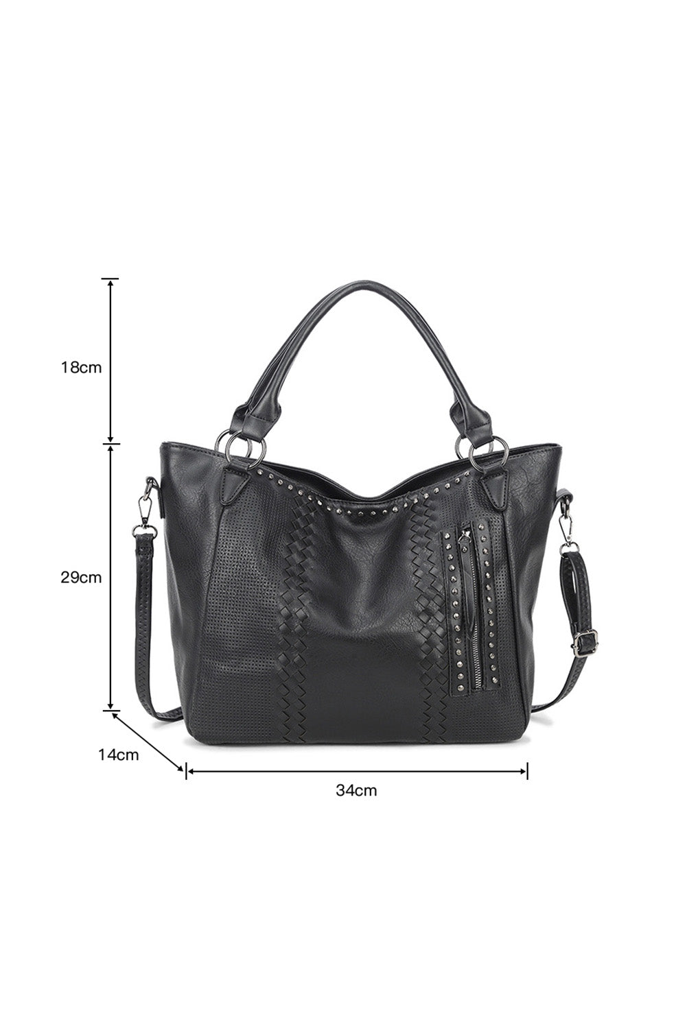 Black large-capacity fashion casual leather handbag