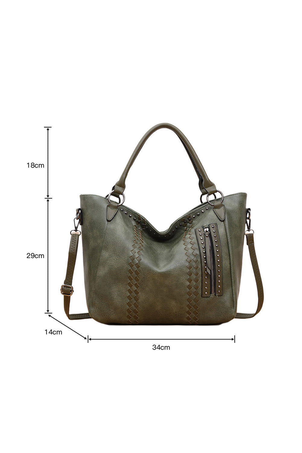 Green large-capacity fashion casual leather handbag