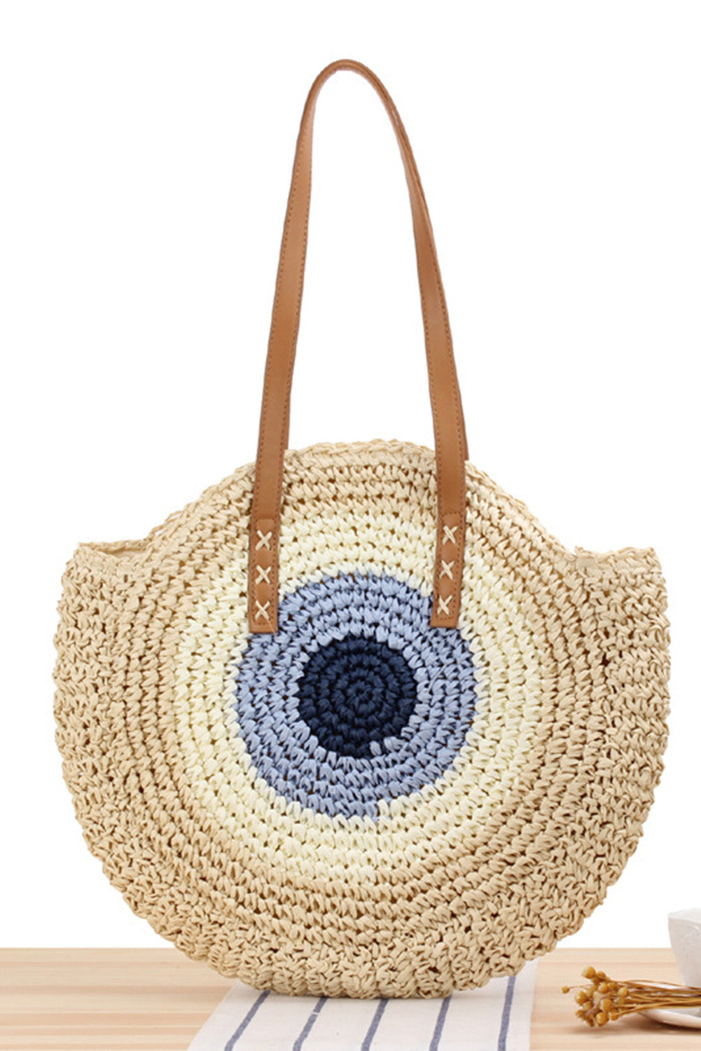 Ombre Straw Large Round Bag